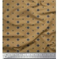 thumbnail image 1 of Soimoi Brown polyester Crepe Fabric Geometric Plus Sign & Jamdani Print Fabric by the Yard 42 Inch Wide, 1 of 2
