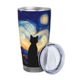 thumbnail image 2 of Balery Cat Under Starry Skies Pattern 20oz Insulated Car Cup with Dual Drink Lids, Stainless Steel Travel Mug Eco-Friendly and Leak-Proof-Straw Two-piece Set, 2 of 8