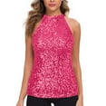 thumbnail image 1 of Top halter con lentejuelas para mujer - Blusa corta sin mangas brillante para fiesta/discoteca (talla única), 1 of 5