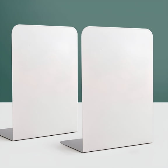 XIBUFE 2026 New 2Pcs Metal Bookends Heavy Duty Black/White Book Ends Support for Shelves Modern Minimalist Style Bookends Multi-Purpose Book Stoppers for Heavy Books School Office Library