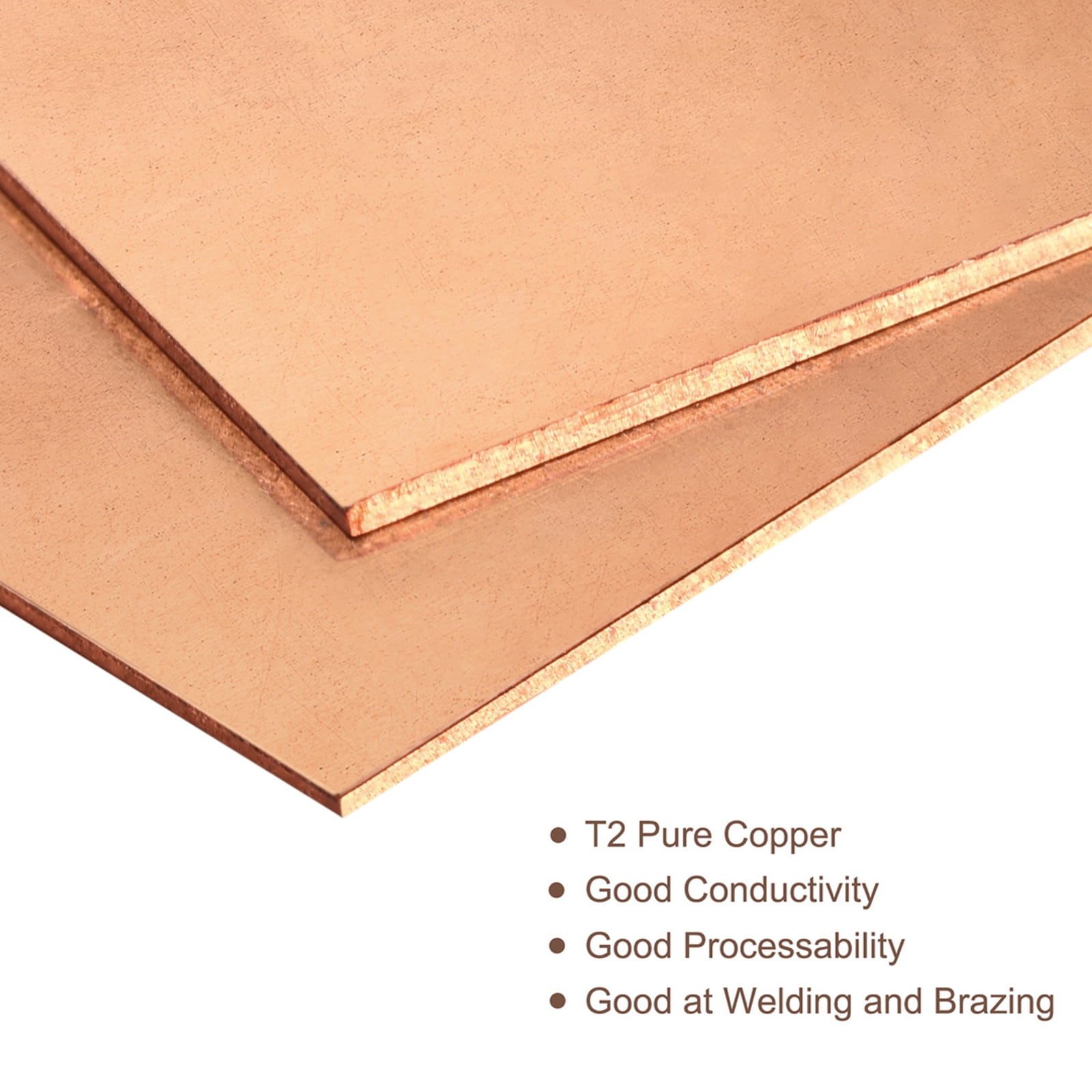 Uxcell Copper Sheet Metal Copper Plates 3.9 Length x 2 Width x 0.02  Thickness 2 Pack