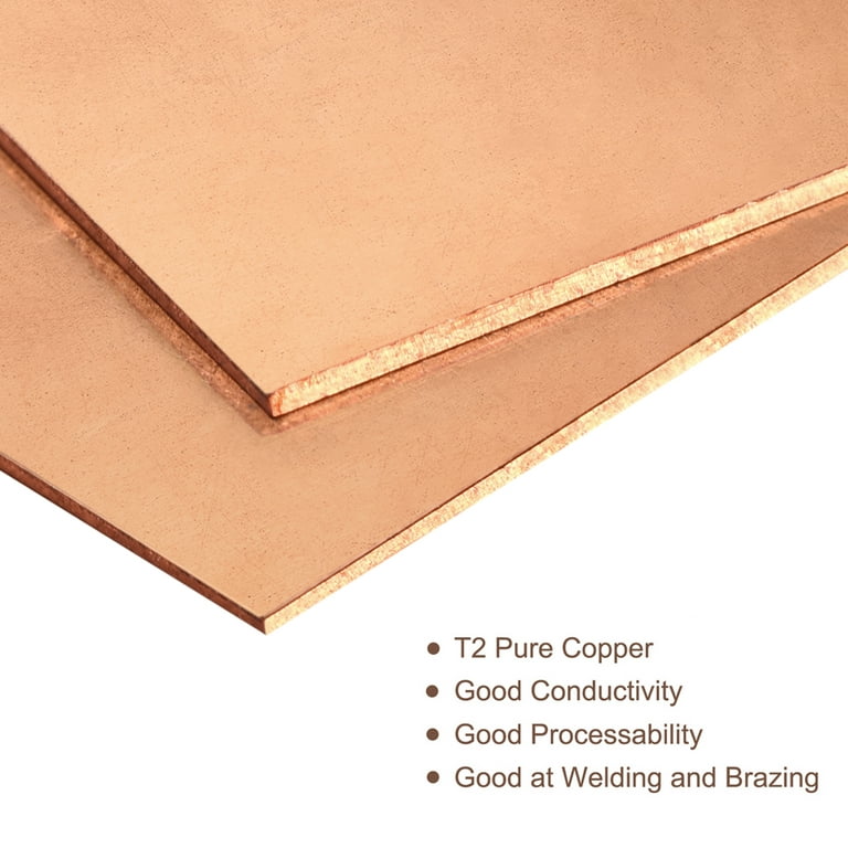 Pure Copper Sheet, 4pcs 4 x 2 x 0.024 22 Gauge T2 Copper Metal Plate for  Crafts, Electrical Repairs