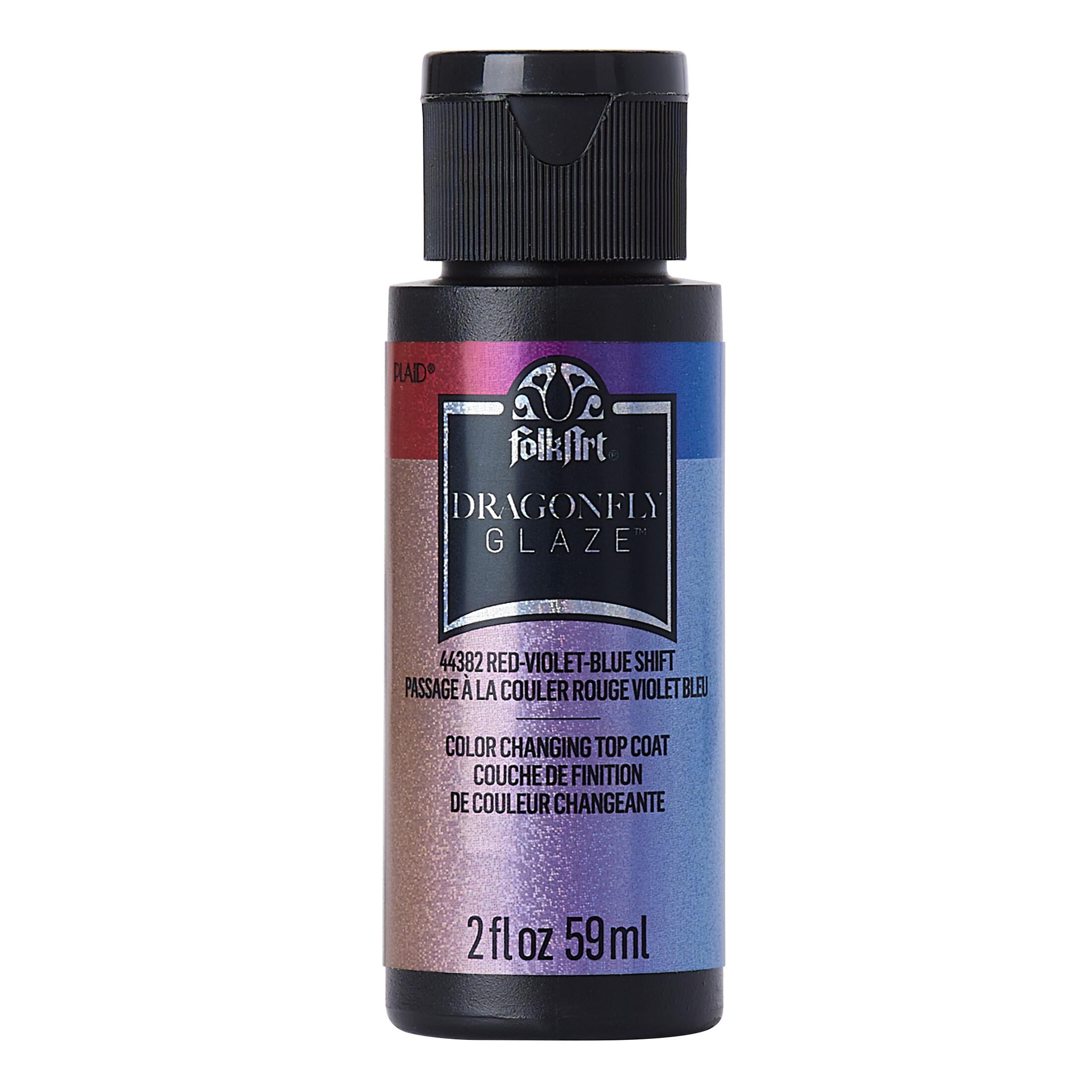 (3 pack) FolkArt Dragonfly Glaze Color Changing Top Coat, Red-Violet-Blue Shift, 2 fl oz