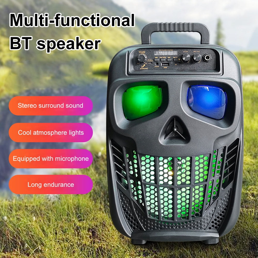 golytefs Skull Wireless Portable Speaker Bluetooth-compatible 5.0 Karaoke Machine Speaker