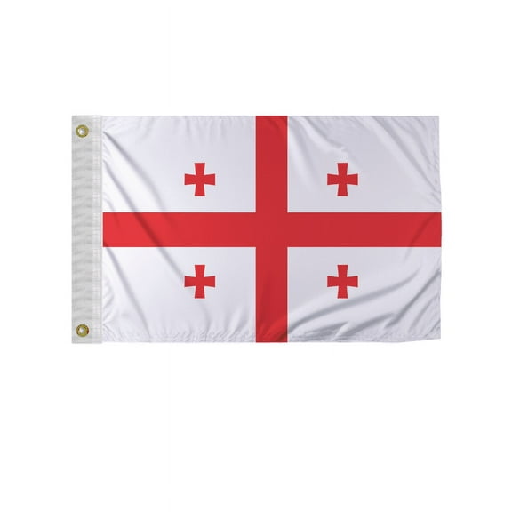 Promopatriot Georgia 12x18 inch Boat Flag 200D Nylon Double Stitched Canvas Header Brass Grommets Fade Resistant & Vivid Color