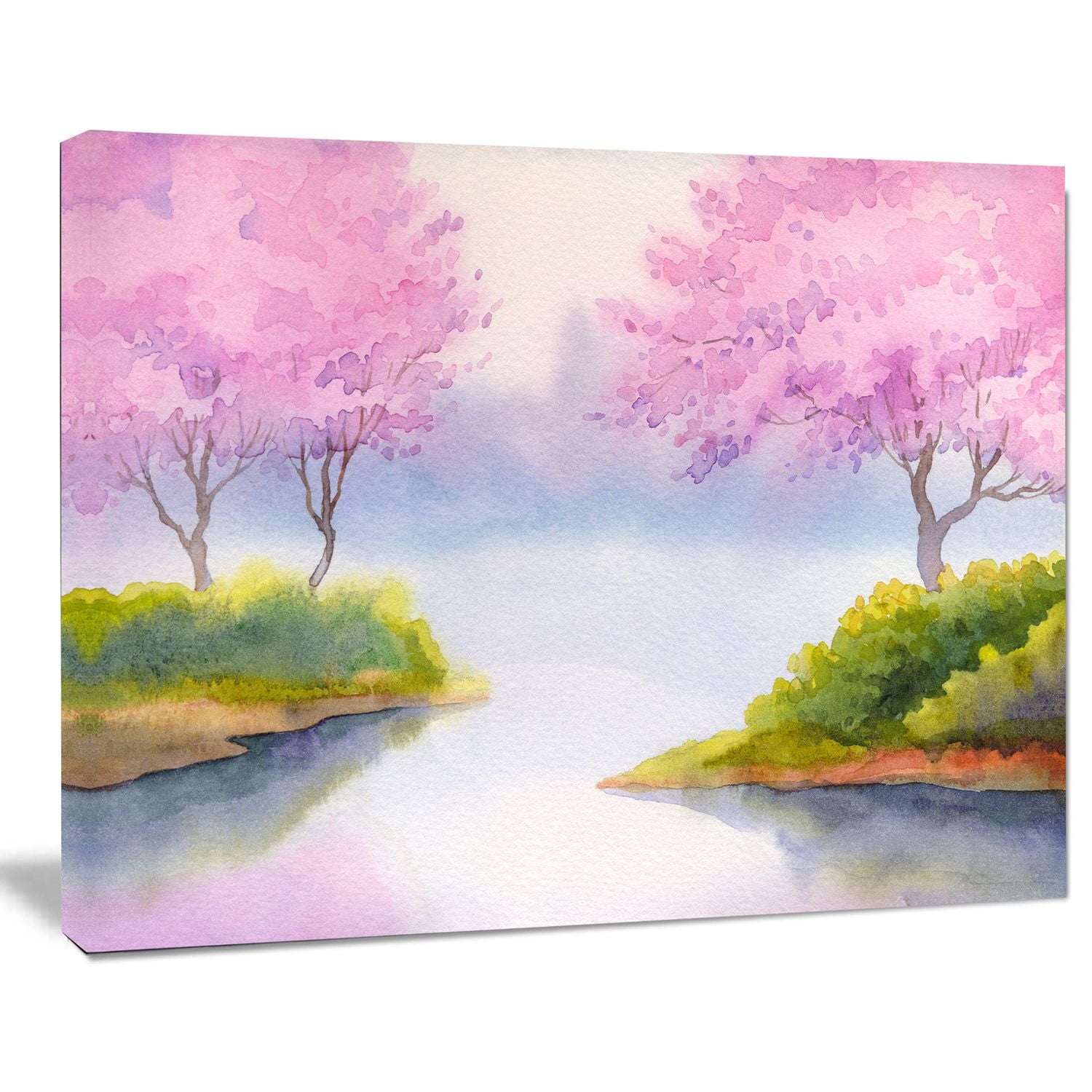 Impression sur toile « Flowering Trees Over River » Design Art