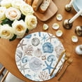 thumbnail image 2 of Blue Beige Coastal Round 15 Inch Placemats Set of 6, Summer Beach Starfish Shell Nautical HeatResistant Non Slip Place Mats for Dining Table, Wipeable Braided Kitchen Table Mats for Housewarming, 2 of 9