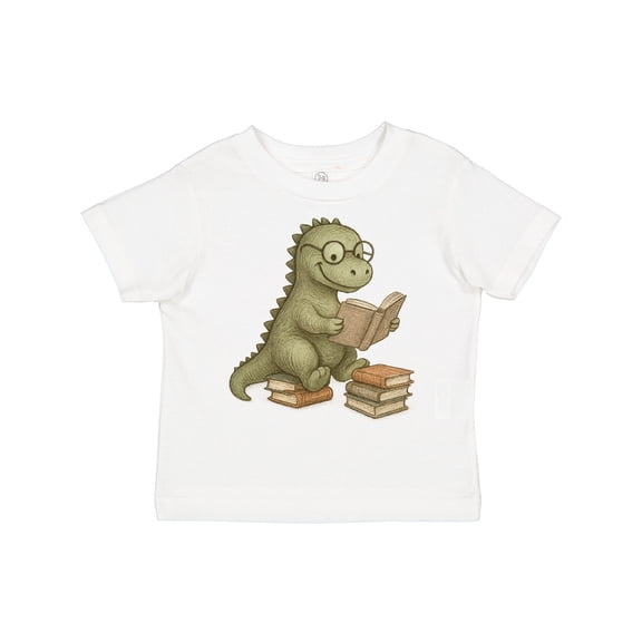 Inktastic Dinosaur Reading Books Cute Glasses Illustration Boys or Girls Toddler T-Shirt