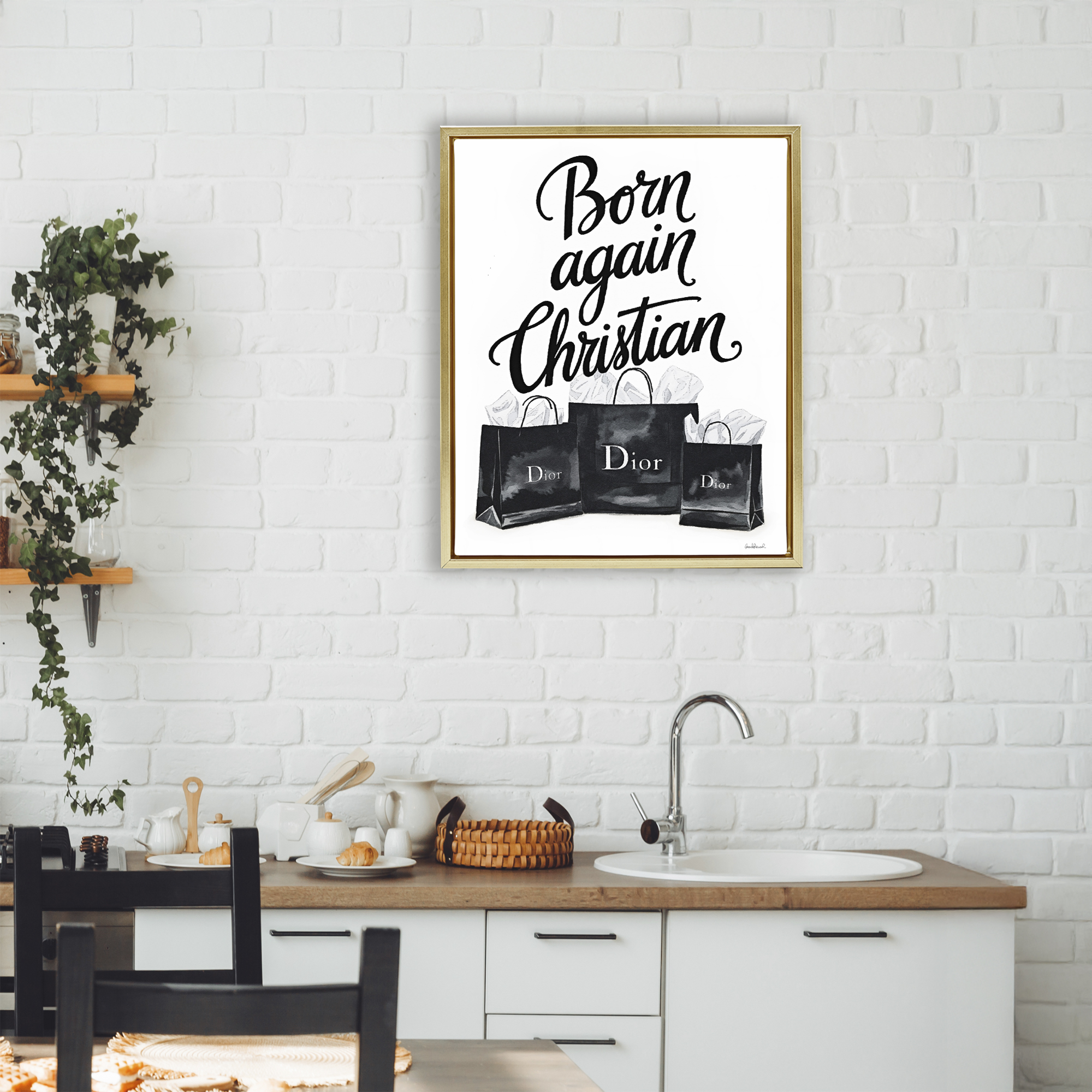 Shopping Born Again Christian Gold Framed Floater Canvas Wall Art, design by Amanda Greenwood