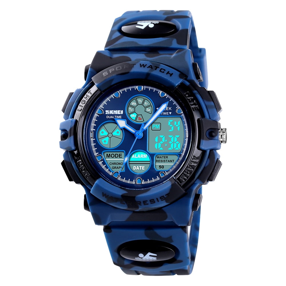 Skmei 1163 Watches Kids Outdoor Sports Children Watch Digital Quartz Wristwatch For Boys Girls Watches With Pu Strap Band Alarm Led Luminous Waterproof Date Shock Resistance Wearable Accessories Walma...