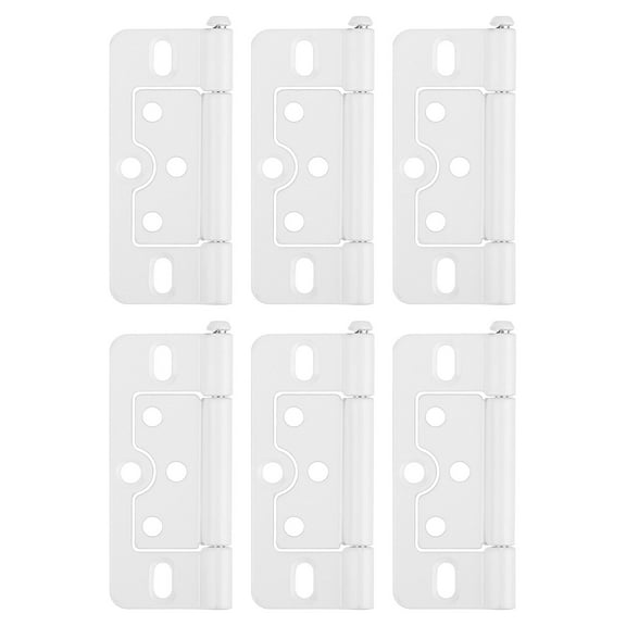 6Pcs 3x1.4 Inch Door Hinge Non-Mortise No Noise Plating, White