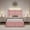 Pink, variant on 4 EVER WINNER Twin Bed Frame with LED Light, Modern Upholstered Platform Bed Frame Headboard and Footboard, Black Twin Size Bed Frame, Black