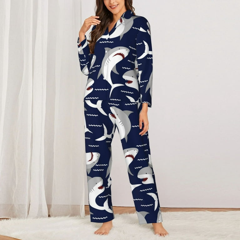 Womens Long Sleeve Ski Print Thermal Pajamas