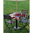 thumbnail image 4 of nqOlkjepod Spring Flowers Outdoor Tablecloth with Umbrella Hole & Zipper, White Star Black Red Striped Art Square Table Cover 54x54 Inch, Dining Waterproof Table Cloth Protector for Patio/Party, 4 of 7