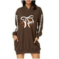 thumbnail image 2 of Dasayo Long Sleeve Women Dresses on Brown Football Plus Size Pockets Hooded Dress Shirt Dresses for Women L, 2 of 4