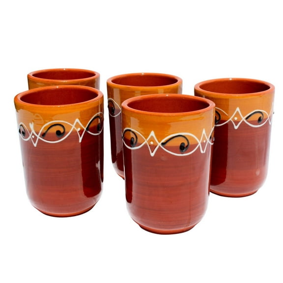 Spanish Sunset Cups, Set of 5 - Hand Painted From Spain