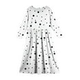 thumbnail image 3 of Inglocry Girl's Long Sleeve Polka Dot Loose Casual Round Neck Holiday Long Maxi Dress with Pockets 5-14 Years White 13-14Y, 3 of 4