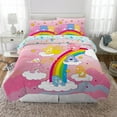 thumbnail image 2 of Care Bears Kids 5 Piece Pink Rainbow Reversible Comforter, Bed in a Bag, Full, 2 of 8