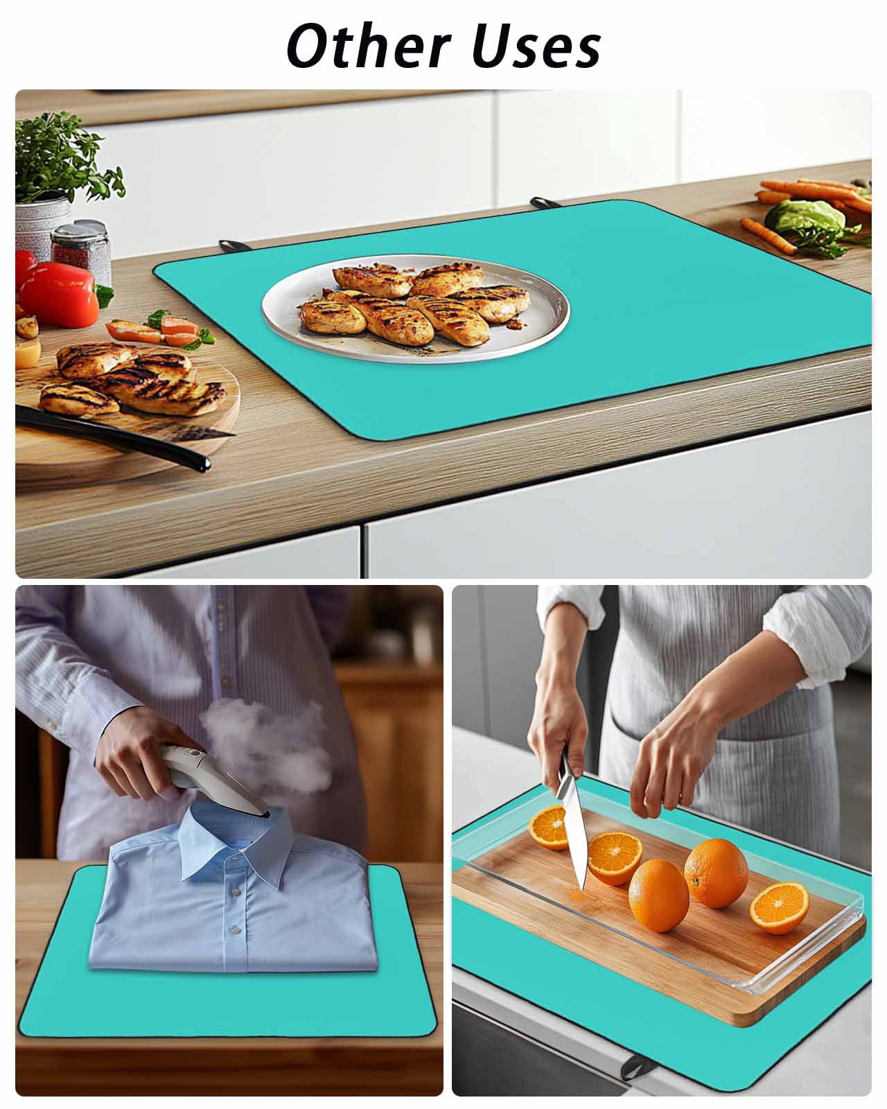 Stove Top Covers for Electric Stove, Turquoise Glass Stovetop Cover Protector, Modern Pure Turquoise Induction Cooktop Protector Oven Mat for Kitchen Countertop 24"x21"