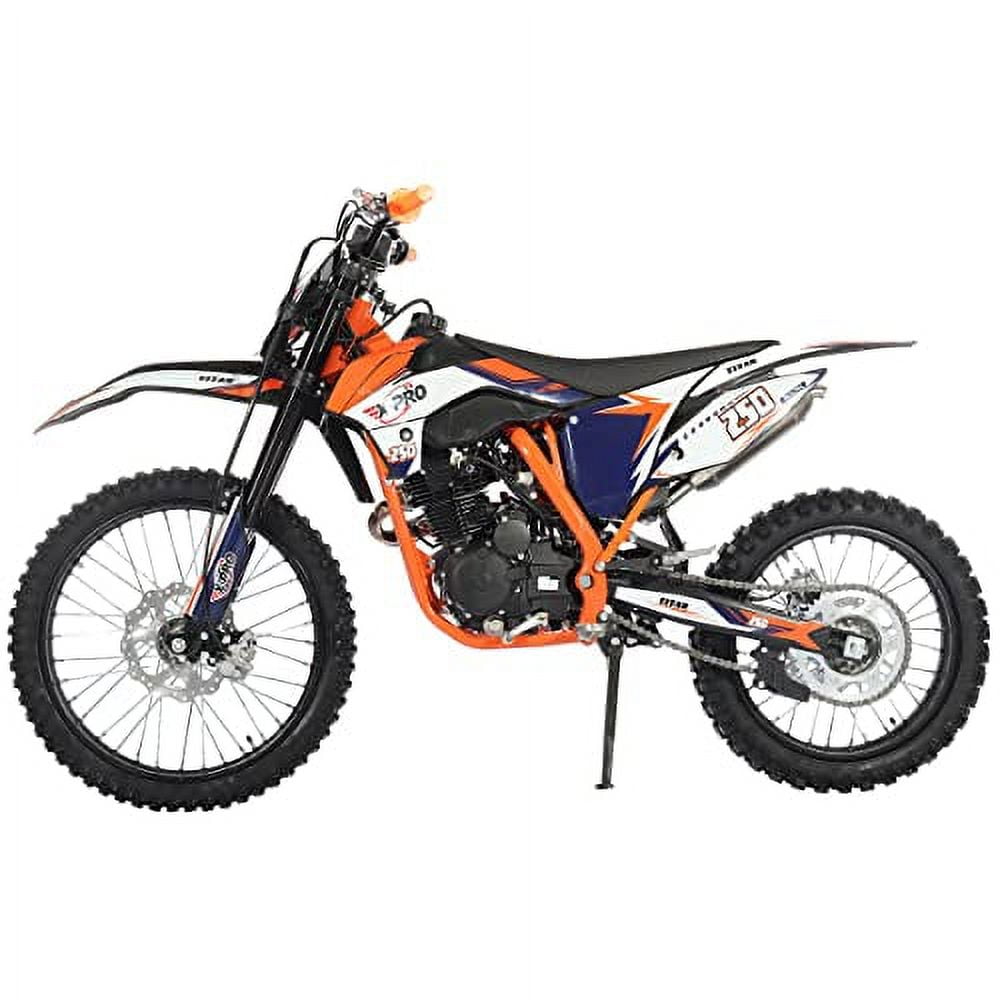 X-Pro Brand New Titan 250cc Gas Pit Dirt Bike with LED Headlight, 5-Speed Manual Transmission, Electric/Kick Start! Big 21"/18" Wheels!