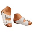 thumbnail image 3 of IUJSOY Womens Wedge Sandals Double Buckle Slip on Slippers Comfortable Arch Support Walking Shoes, 3 of 9