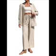 thumbnail image 3 of Traje de Verano para Mujer, de Dos Piezas, con Camisa, Pantalones y Ropa Deportiva Informal para Playa y Vacaciones Albaricoque L, 3 of 10