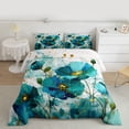 thumbnail image 2 of Homewish Adult Splatter Flower Full Size Comforter Sets, Chic Abstract Marble Bedding Comforter Set, Teal Marbling Reversible Bedding Sets, Super Cozy Room Decor, 3-Piece, 2 of 8