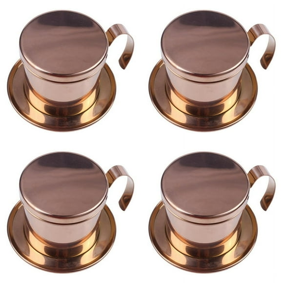 4X Stainless Steel Vietnamese Coffee Filter Single Cup Vietnam Hand Punch Pot Drip Filter Coffee Pot Rose Gold