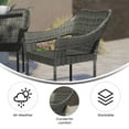 thumbnail image 4 of BizChair Commercial Grade Stacking Patio Chair, All Weather PE Rattan Wicker Patio Dining Chair in Gray, 4 of 11