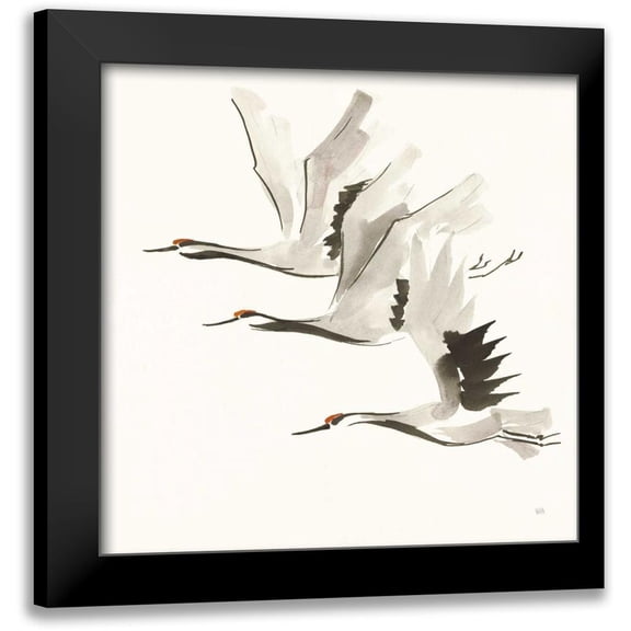 Paschke, Chris 12x12 Black Modern Framed Museum Art Print Titled - Zen Cranes II Warm