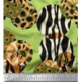 thumbnail image 1 of Soimoi Green polyester Crepe Fabric Leopard & Wild Animal Skin Print Sewing Fabric BTY 52 Inch Wide, 1 of 3