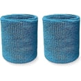thumbnail image 2 of COUVER 4 Inch Solid Terry Cotton Athletic Sweat Wristbands Bright Blue 2 Pairs (Mens), 2 of 7