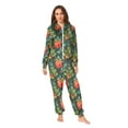 thumbnail image 4 of Adult Christmas Onesie Holly Leaves Snowflakes and Candy Canes Zipper One-Piece Pajamas Unisex with Pockets, 4 of 6