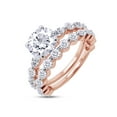 thumbnail image 3 of AFFY 7.5MM Round Moissanite Diamond Wedding Bridal Ring Set for Women 14K Rose Gold over Silver-4.5, 3 of 6