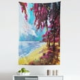 thumbnail image 1 of Floral Tapestry, Floral Colored Blossom Trees on Tropic Sandy Beach Seascape Summer Print, Fabric Wall Hanging Decor for Bedroom Living Room Dorm, 5 Sizes, Blue Pink Cream, by Ambesonne, 1 of 1