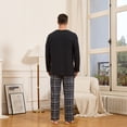 thumbnail image 5 of Vulcanodon Mens Pajama Sets, Soft Lounge Pajama for Men Long Sleeve Cozy Sleepwear with Pockets（BLACK/BLACK GREY PLAID, L）, 5 of 5