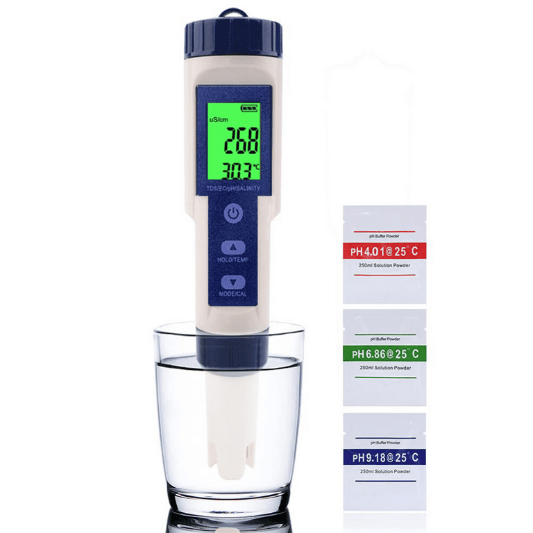 Kit de test d'eau potable 5 en 1 MIMIY : TDS/PH/EC pH-mètre