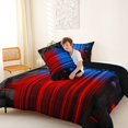 thumbnail image 4 of Manfei 3D Neon Stripes Queen Comforter Set, Gradient Vertical Lines Comforter Sets Queen, Blue Red Black, Black Reversible 3 Pieces, 1 Comforter and 2 Pillowcases, 4 of 6