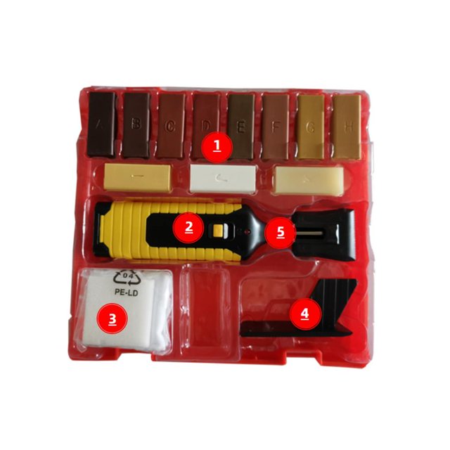 Moyic Kit de reparación de muebles de suelo Manual DIY, juego de herramientas de reparación de arañazos para casas, pisos, habitaciones Decoración del hogar Moyic HA023544-00