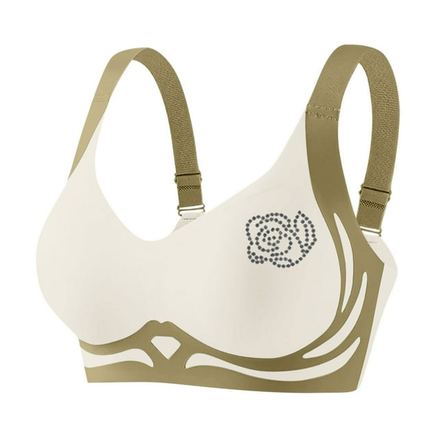 Bocqde Seamless Sport Bras for Women Plus Size Stretch Breathable Wire-Free Gathering Push Up Yoga Bra Rhinestones Soft Support Full Coverage Bra with Adjustable Strap, M-4XL