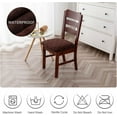 thumbnail image 7 of Whihome Jacquard Dining Chair Covers Chocolate 2 Piece Waterproof Seat Covers for Dining Room Chairs  Stretch Chair Covers Removable Kitchen Chair Seat Cushion Slipcovers, 7 of 7