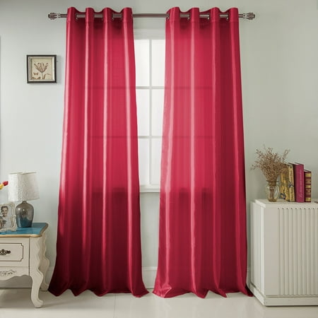 - Nancy Faux Silk 54 x 84 in. Grommet Curtain Panel, Burgundy