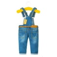thumbnail image 2 of KIDSCOOL SPACE Little Girl Boy Fashionalble Jean Overalls,Toddler Ripped Denim Cute Slim Pants,Light Blue,4-5 Years, 2 of 4