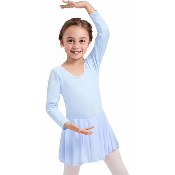 Dancina Girls Long Sleeve Skirted Ballet Leotard Dress