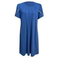 thumbnail image 4 of B91xZ Robe Grande Taille Décontractée Ample Manches Courtes Longue Robe Fendue Maxi Été Plage, Bleu TTG, 4 of 5