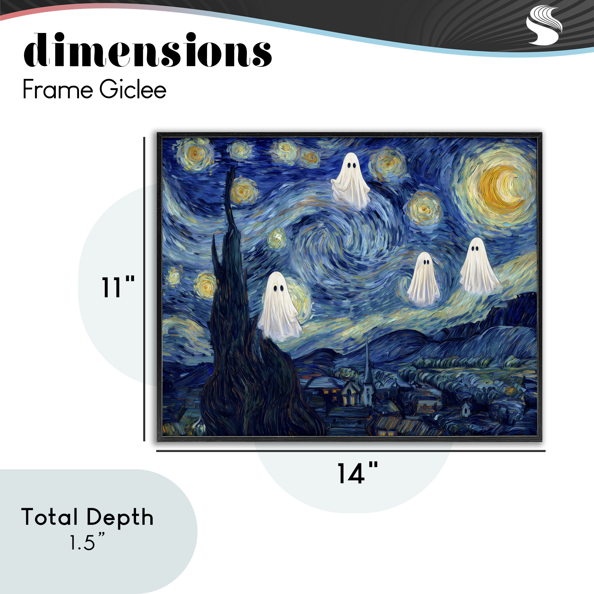 Classic Night Ghosties Black Framed Giclee Art, design by Arlington Prints