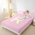 thumbnail image 4 of Feelyou Girly Monogrammed R Full Size Sheets for Kids, Chic Abstract Stripes Bed Sheets, Initial Letter Theme Sheet Sets, Microfiber Bedroom Decor, 4-Piece, 4 of 7