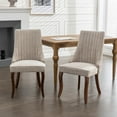 thumbnail image 3 of PORKISS Upholstered Dining Chairs Set of 2, Linen Dining Room Chair with Curved Solid Wood Legs, Modern Accent Chair for Kitchen, Beige, 3 of 13