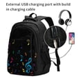 thumbnail image 2 of Balery Color Musical Notes Mochila con carga USB para hombre y mujer - Mochila impermeable y antirrobo para portátil con puerto USB para viajes, trabajo, estudios y universidad, 2 of 7