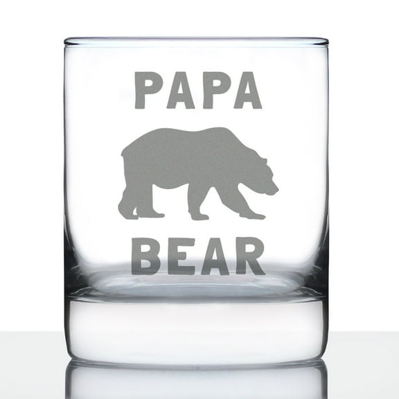 Bevvee Whiskey Rocks Glass 10.25 oz Papa Bear Gifts for Dads Glassware & Drinkware
